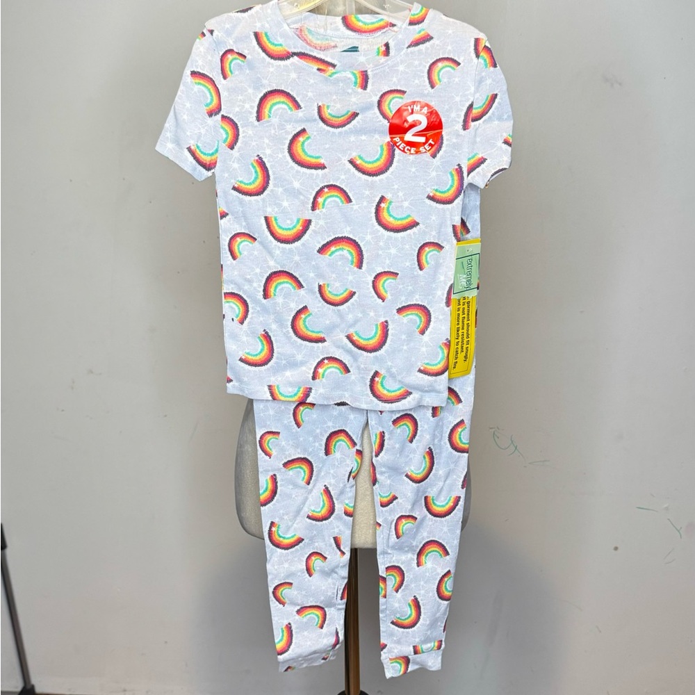NWT Sweet Rainbow Short Sleeve Kids Unisex Pajama Set Size 5/6